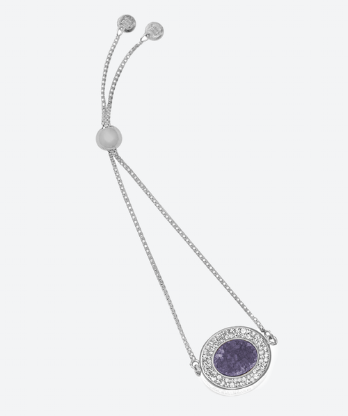 Dainty Gem Slide Bracelet Amethyst / Silver - La Costa Organic Jewelry