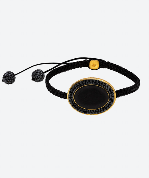 Oval Gem Shamballa Bracelet Onyx / Gold - La Costa Organic Jewelry