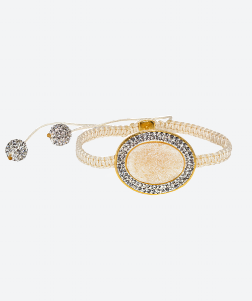 Oval Gem Shamballa Bracelet Orange Calcite / Gold - La Costa Organic Jewelry