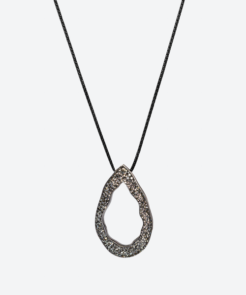 Open Tear Geode Necklace Black Diamond / Black - La Costa Organic Jewelry