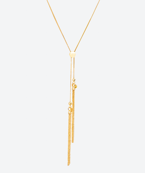 Tassel Double Slide Lariat Gold - La Costa Organic Jewelry