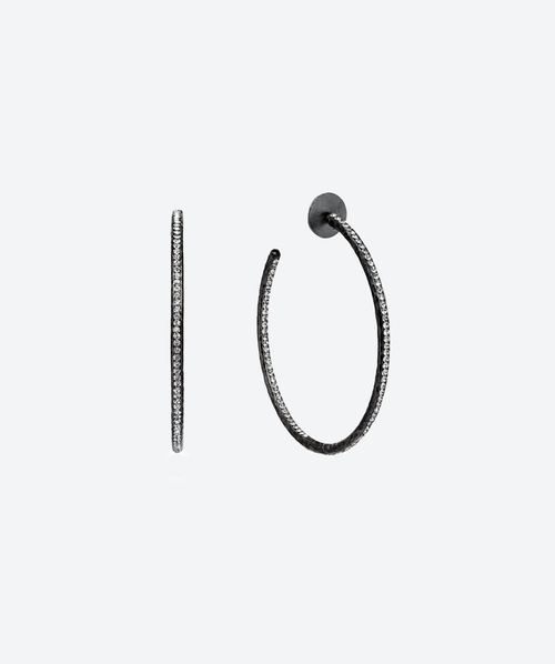 Inside Out Crystal Hoops Black Diamond / Black - La Costa Organic Jewelry