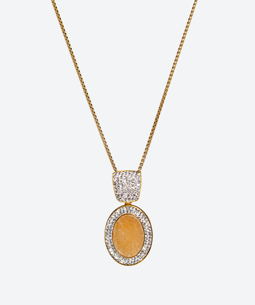 Oval Gem Drop Necklace - La Costa Organic Jewelry