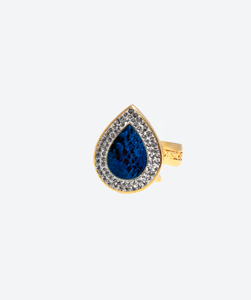 Dainty Tear Gem Ring Abalone / Gold - La Costa Organic Jewelry