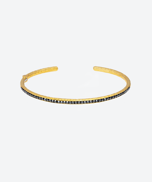 Tennis Bangle Bracelet Hematite / Gold - La Costa Organic Jewelry