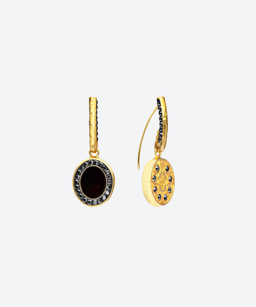 Oval Gem Loops Onyx / Gold - La Costa Organic Jewelry
