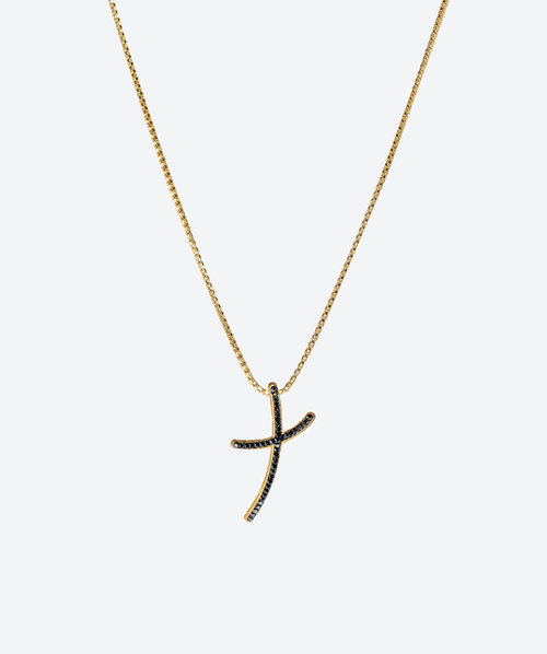 Joyful Cross Necklace Hematite / Gold - La Costa Organic Jewelry