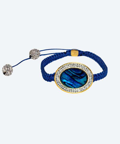 Oval Gem Shamballa Bracelet Abalone / Gold - La Costa Organic Jewelry