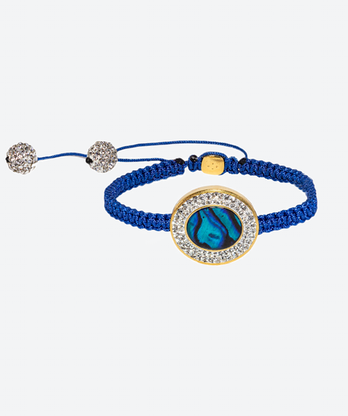 Dainty Oval Gem Shamballa Bracelet Abalone / Gold - La Costa Organic Jewelry