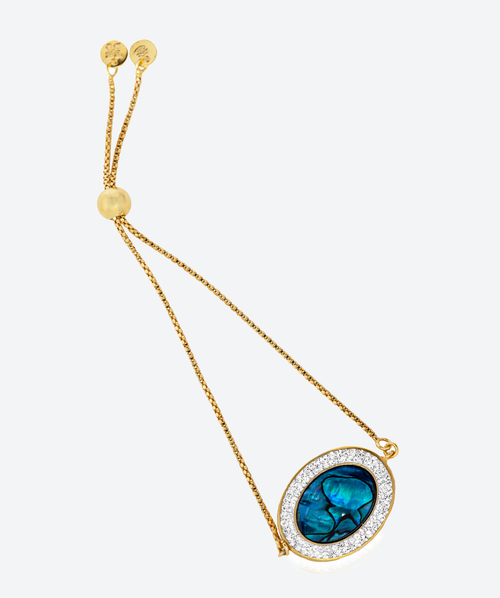 Oval Gem Statement Slide Bracelet Abalone / Gold - La Costa Organic Jewelry