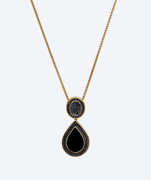 Oval & Tear Drop Necklace Onyx / Gold - La Costa Organic Jewelry