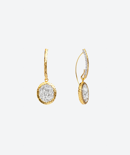 Oval Geode Loops Crystal / Gold - La Costa Organic Jewelry