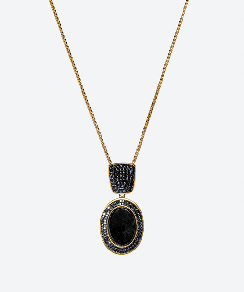 Oval Gem Drop Necklace Onyx / Gold - La Costa Organic Jewelry