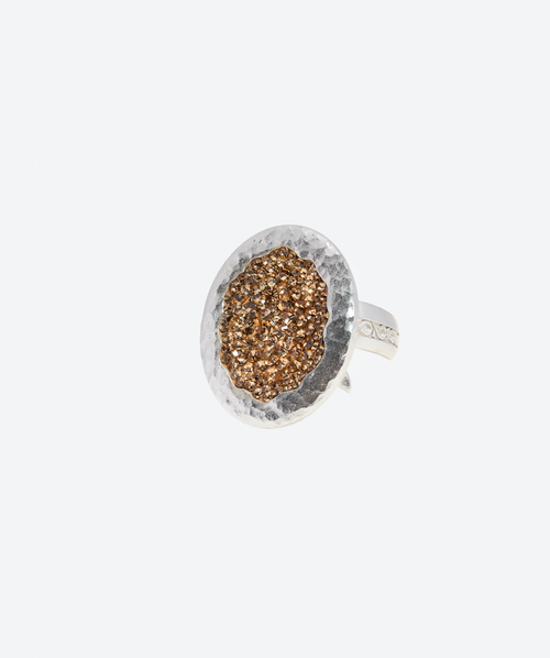 Oval Geode Ring Gold / Silver - La Costa Organic Jewelry