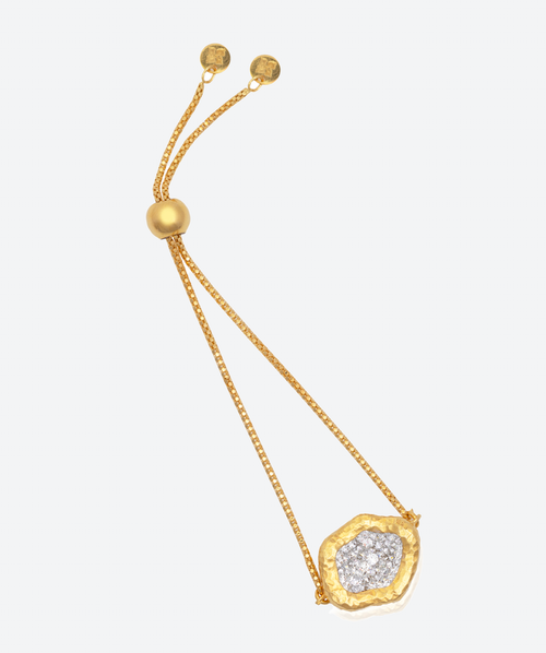 Dainty Geode Slide Bracelet Crystal / Gold - La Costa Organic Jewelry