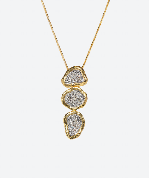 Geode 3 Cascade Necklace Crystal / Gold - La Costa Organic Jewelry