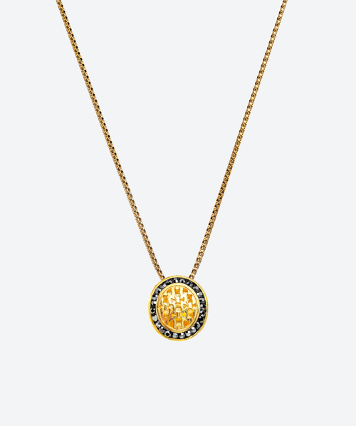 Vogue Oval Necklace Hematite / Gold - La Costa Organic Jewelry