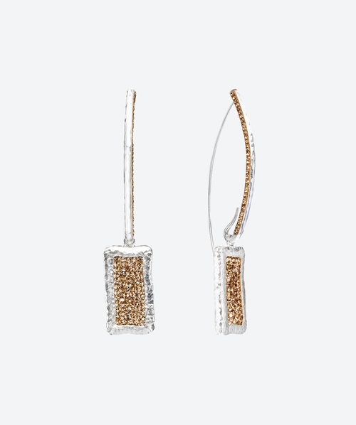 Rectangle Geode Statement Loop Earrings Gold / Silver - La Costa Organic Jewelry