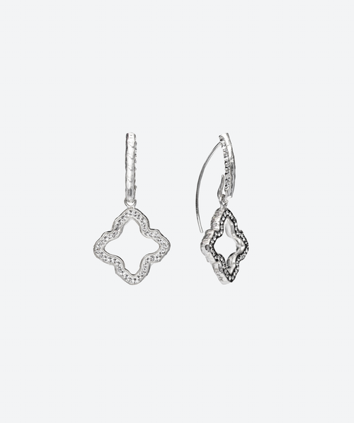Open Flower Loop Earrings Black Diamond / Silver - La Costa Organic Jewelry