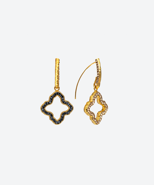 Open Flower Loop Earrings Hematite / Gold - La Costa Organic Jewelry