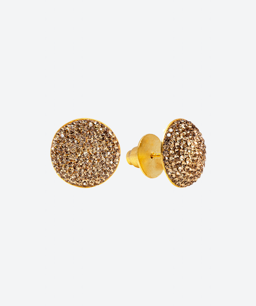 Medium Crystal Round Studs Gold / Gold - La Costa Organic Jewelry