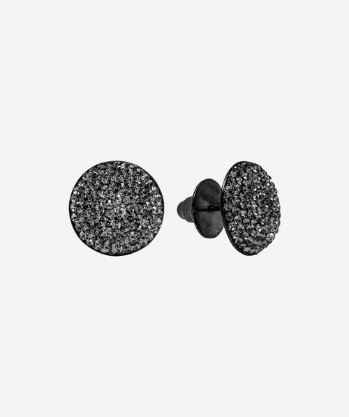 Medium Crystal Round Studs Black Diamond / Black - La Costa Organic Jewelry