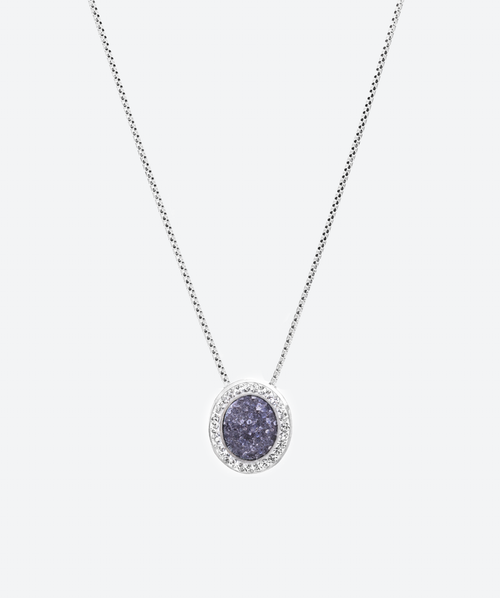 Dainty Oval Gem Necklace Amethyst / Silver - La Costa Organic Jewelry