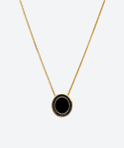 Dainty Oval Gem Necklace Onyx / Gold - La Costa Organic Jewelry