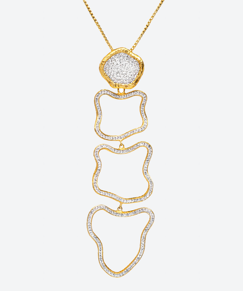 Open Geode Cascade Necklace Crystal / Gold - La Costa Organic Jewelry