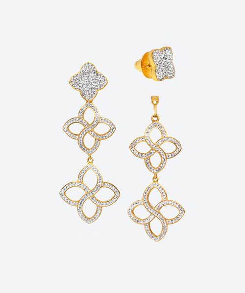 Flower Cascade Earrings Crystal / Gold - La Costa Organic Jewelry
