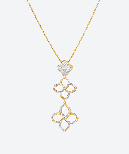 Flower Cascade Pendant Necklace Crystal / Gold - La Costa Organic Jewelry