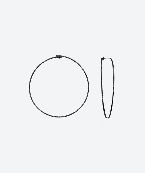 Diamond Cut Medium Hoops Black - La Costa Organic Jewelry
