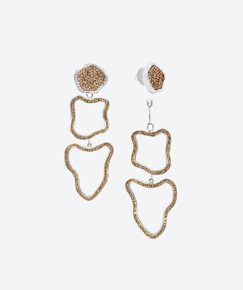 Open Geode Cascade Earrings Gold / Silver - La Costa Organic Jewelry