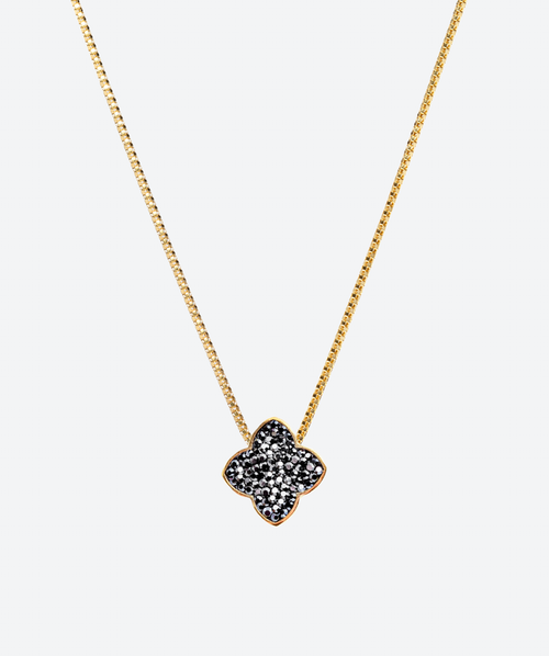 Dainty Flower Necklace Hematite / Gold - La Costa Organic Jewelry