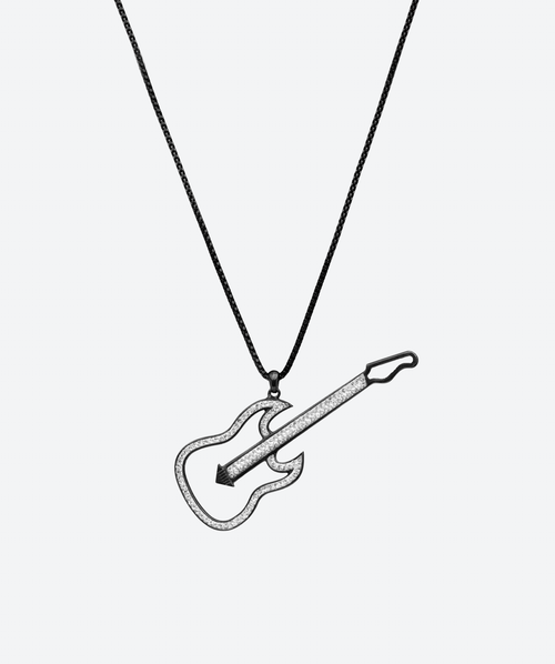 Guitar Rock Necklace Crystal / Black - La Costa Organic Jewelry