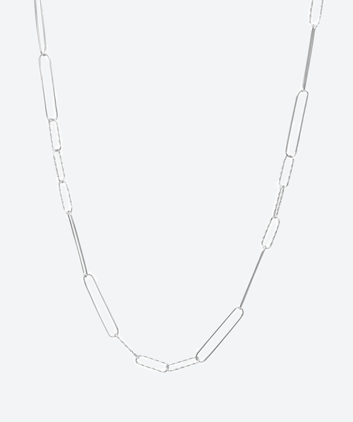 43" Diamond-Cut Charm Link Chain Silver - La Costa Organic Jewelry