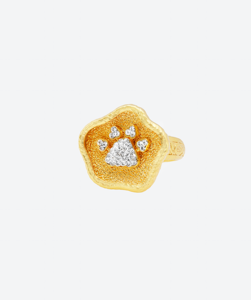 PAWsitive Ring Crystal / Gold - La Costa Organic Jewelry