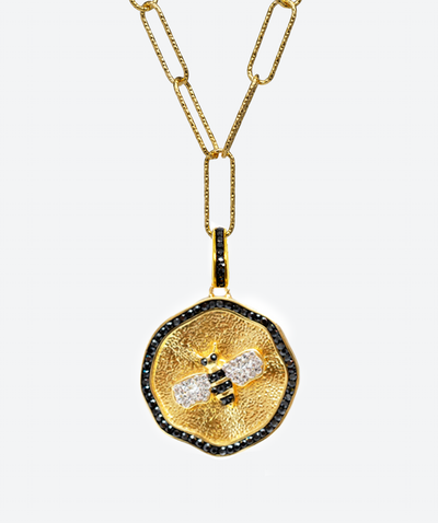 BEEutiful Bee Medallion Charm Necklace - La Costa Organic Jewelry