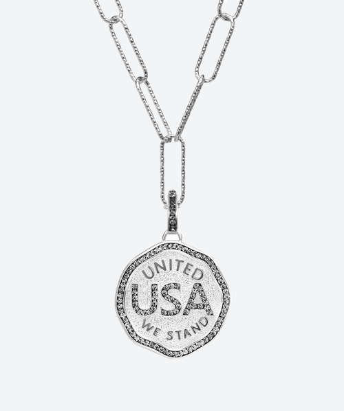 USA Medallion Necklace Black Diamond / Silver - La Costa Organic Jewelry