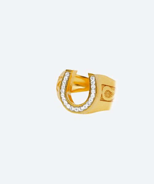Lucky Derby Ring Crystal / Gold - La Costa Organic Jewelry