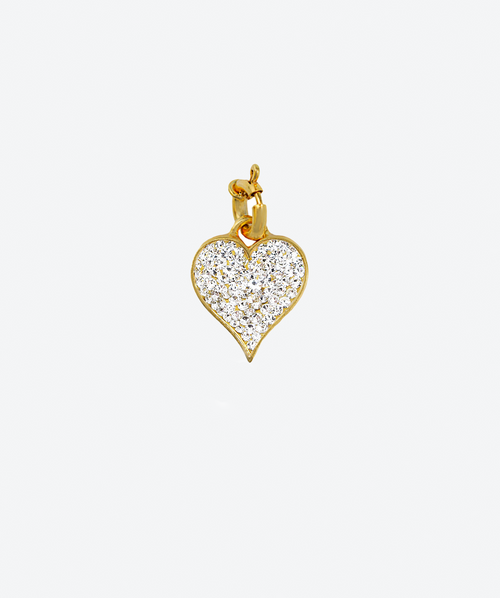 Love Rules Heart Charm Crystal / Gold - La Costa Organic Jewelry