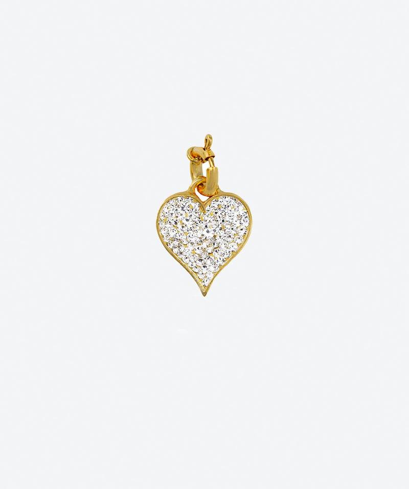 Love Rules Heart Charm Crystal / Gold - La Costa Organic Jewelry
