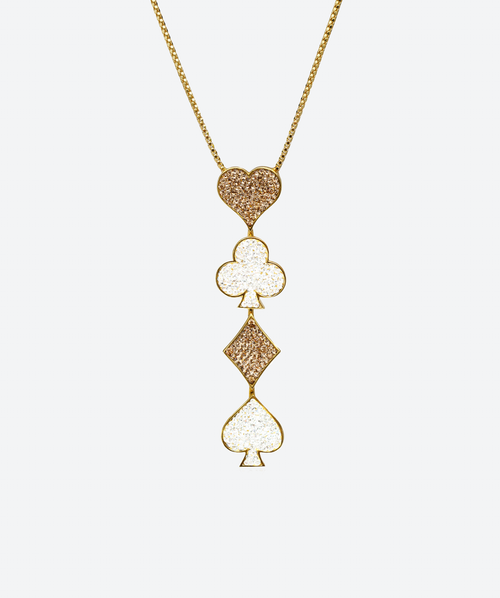 Winning Cards Necklace Crystal / Gold - La Costa Organic Jewelry