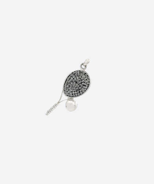 Love Game Tennis Charm Black Diamond / Silver - La Costa Organic Jewelry