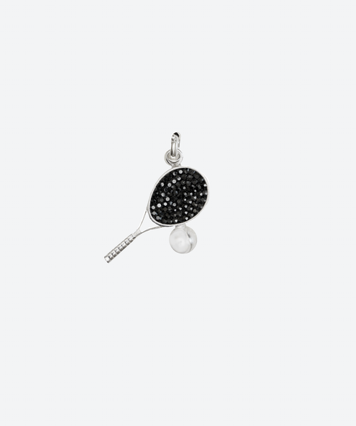 Love Game Tennis Charm Hematite / Silver - La Costa Organic Jewelry