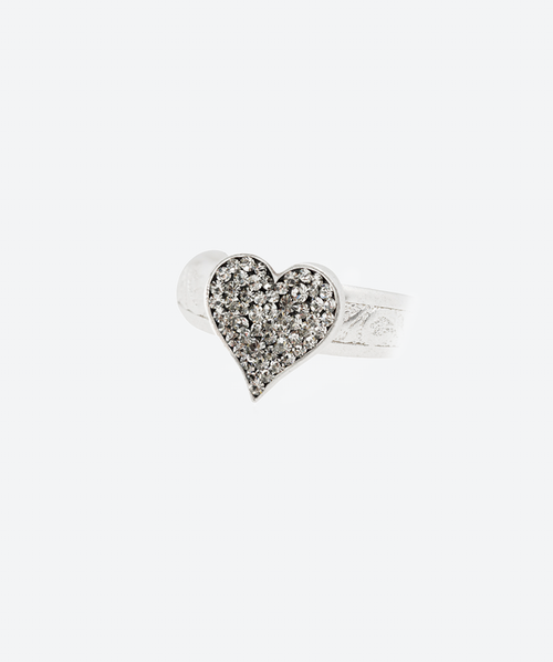 Love Rules Heart Ring Black Diamond / Silver - La Costa Organic Jewelry
