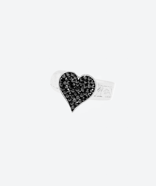 Love Rules Heart Ring Hematite / Silver - La Costa Organic Jewelry