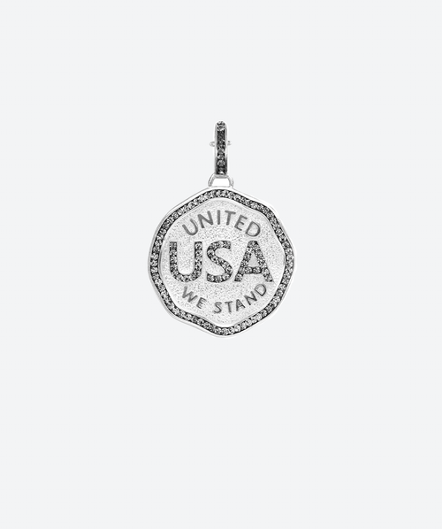 USA Medallion Charm Black Diamond / Silver - La Costa Organic Jewelry