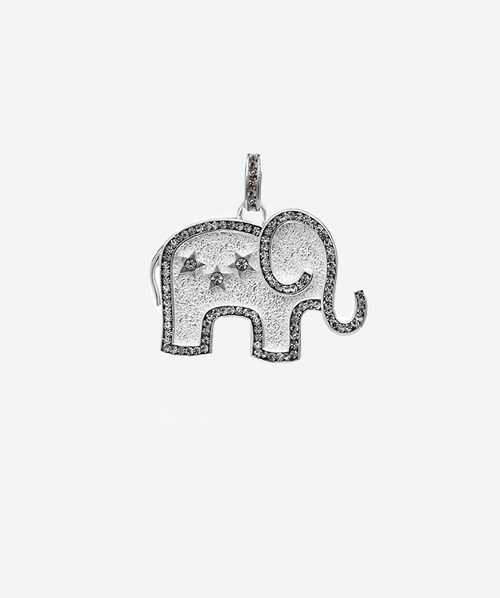 Mighty Elephant Medallion Charm Black Diamond / Silver - La Costa Organic Jewelry