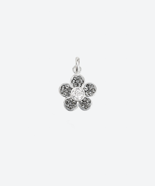 Flower Power Charm Black Diamond / Silver - La Costa Organic Jewelry